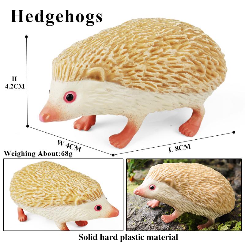Oenux Simulation Wild Jungle Forest Animals Hedgehog Model Action Figures Cake Topper Party Favor Cute Education Kid Toy Gift