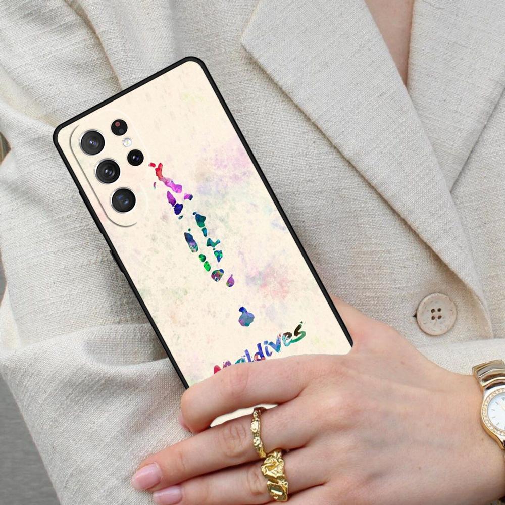 Maldives Map Cell Phone Case for Samsung Galaxy S26 Ultra S25 S24 S23 S22 S21 S20 Note10 Cover Galaxy S20 5G