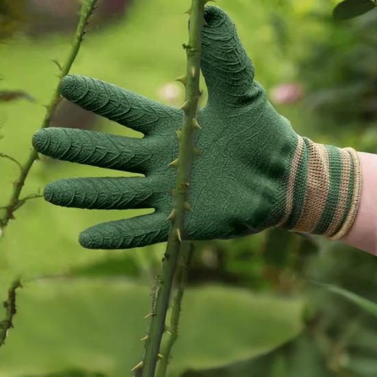 1 Pair Garden Gloves Breathable Waterproof Puncture-Resistant Hard-wearing Latex Coated Gardening Gloves