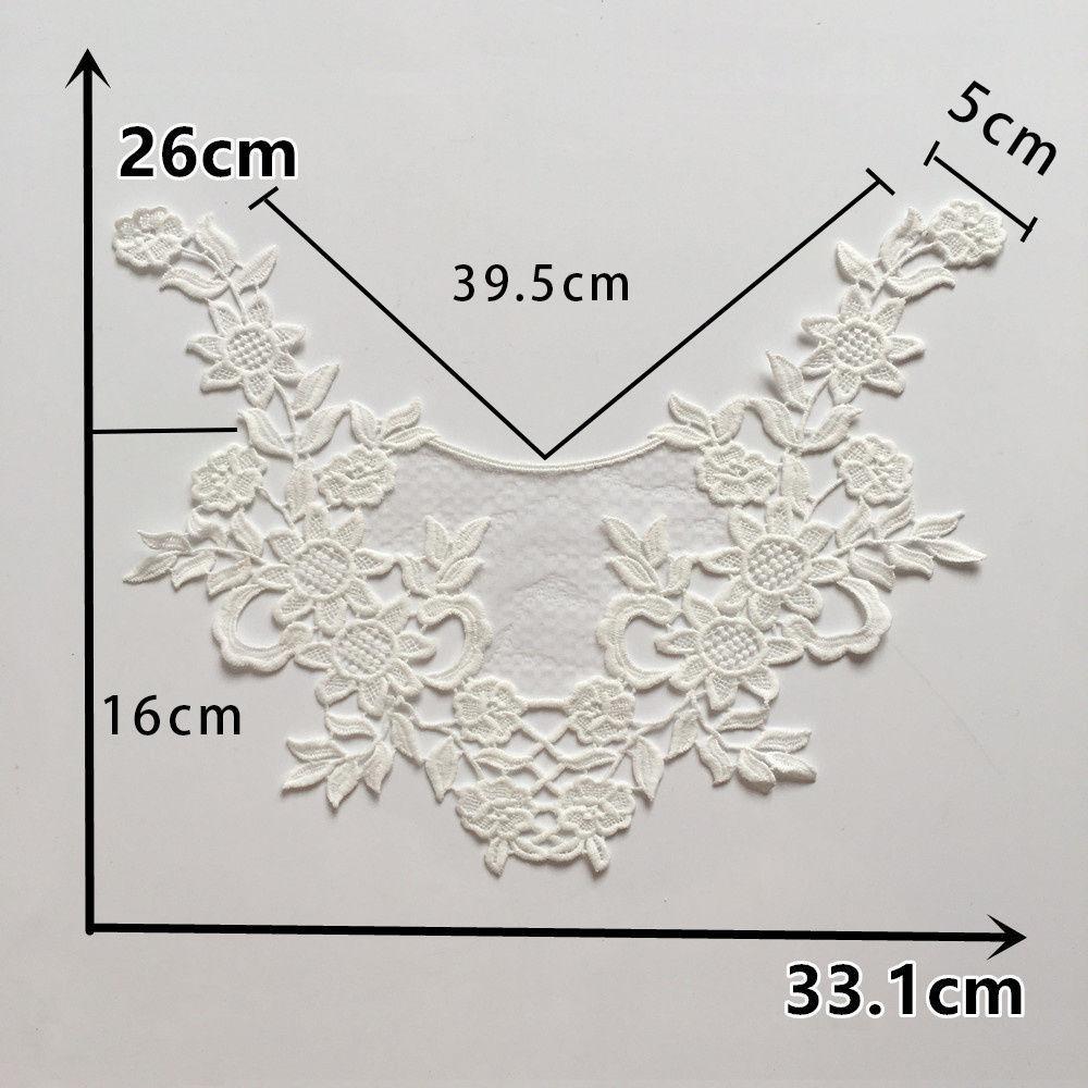 Bílá I Mléčné hedvábí Výšivka Dutý límec Šicí krajka DIY Dekorace s oděvními doplňky Límcové doplňky