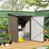 3.3 X 3.4ft Lean To Steel Garden Shed, with Locking Door - Brown/Grey