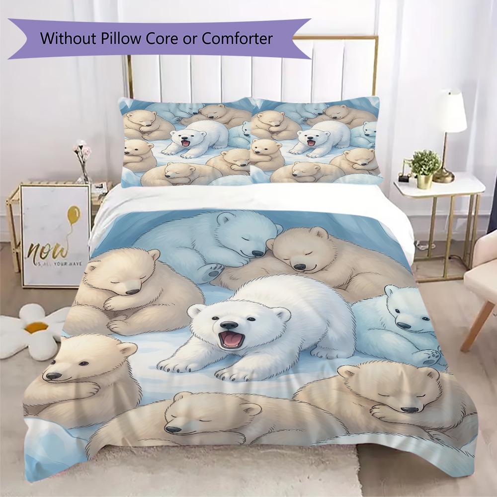 Repeat Bear Pattern Bedding uilt Set uilt Cover Pillowcase Home Decoration Birthday Gift (1 * duvet cover + 2 * pillowcase without core)