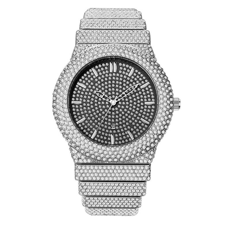 Men Hip Hop Diamond Luxury Brand Golden Date Quartz Watches