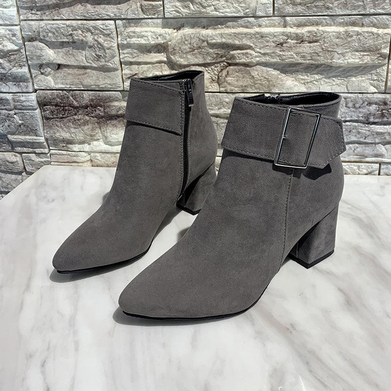 Casual Women Boots Versatile Comfort Shoes Autumn Pointed Ankle Boots Thick Heels Simple Fashion Winter Boot Retro Short Boot
