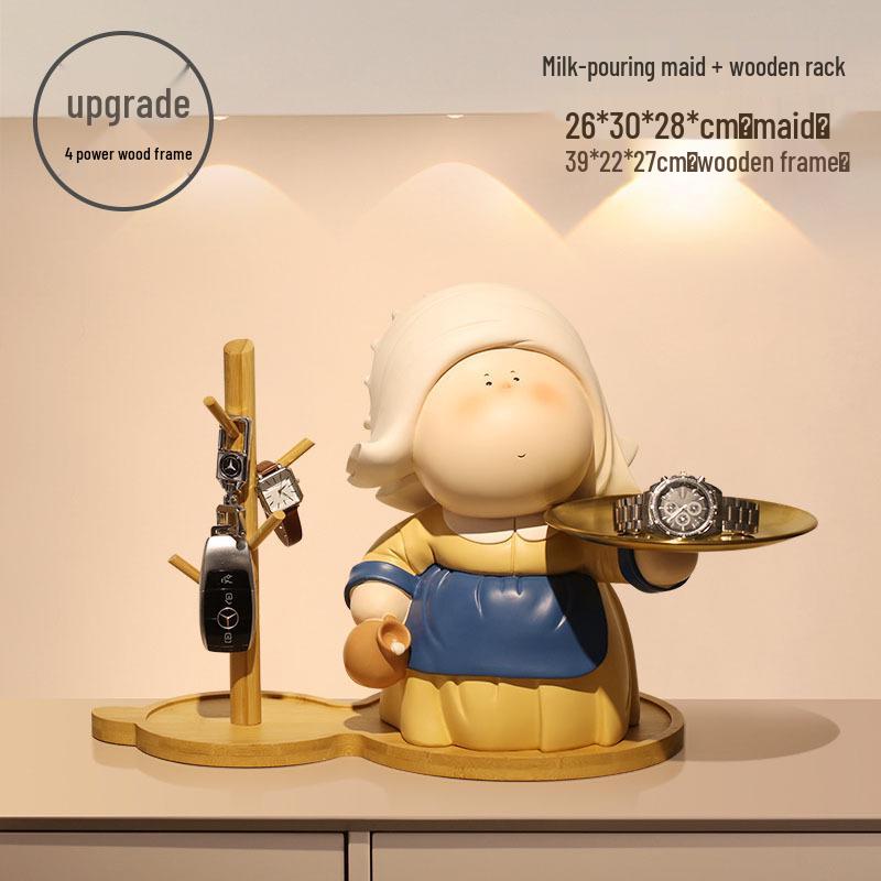 Decorative Foyer Key Tray with Pearl Earring Girl Design - Creative Living Room Ornament