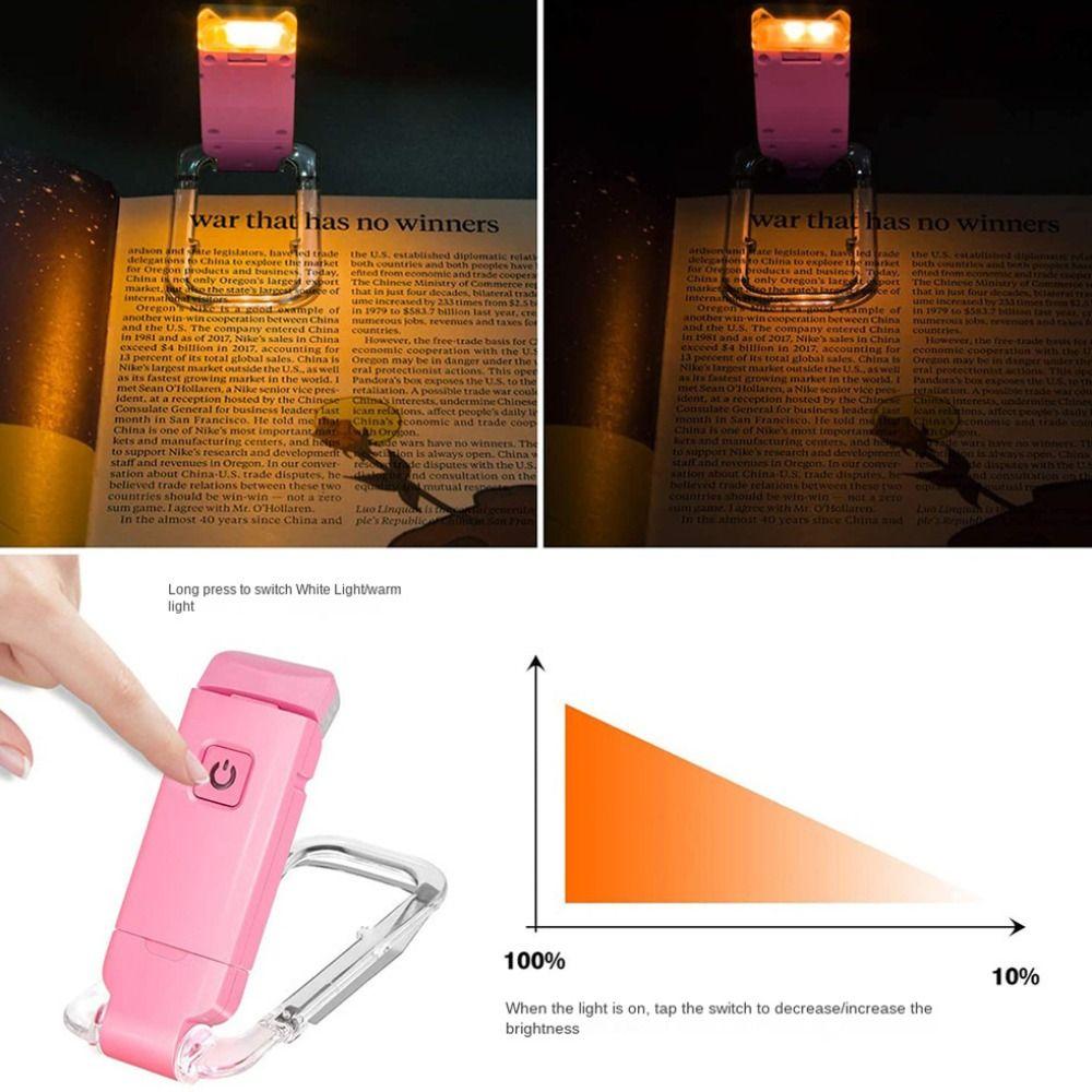 USB Rechargeable Book Reading Light 3 Light Colors Night Lamp New Night Light Clip