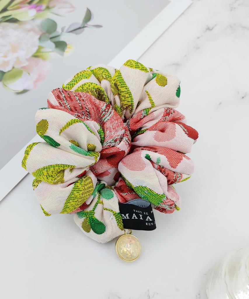 Maia Rose Jacquard Scrunchie - Ivory