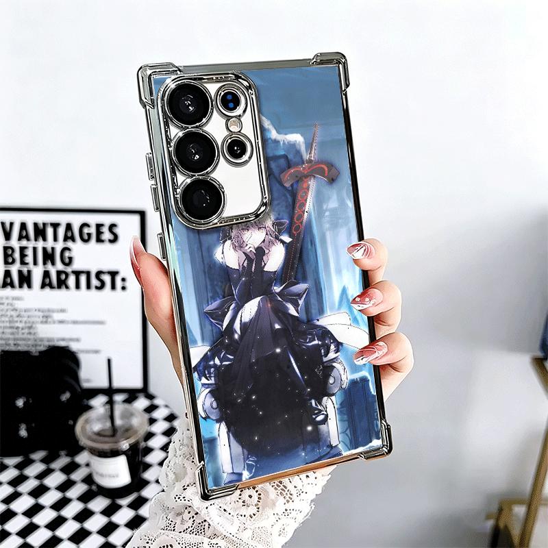 

Fate Zero Stay Night Saber Plating Phone Case For Samsung Galaxy S24 S25 FE S26 Edge S23 Ultra S22 S21 Plus S20 Anti-Fall Airaba Samsung S21 Plus