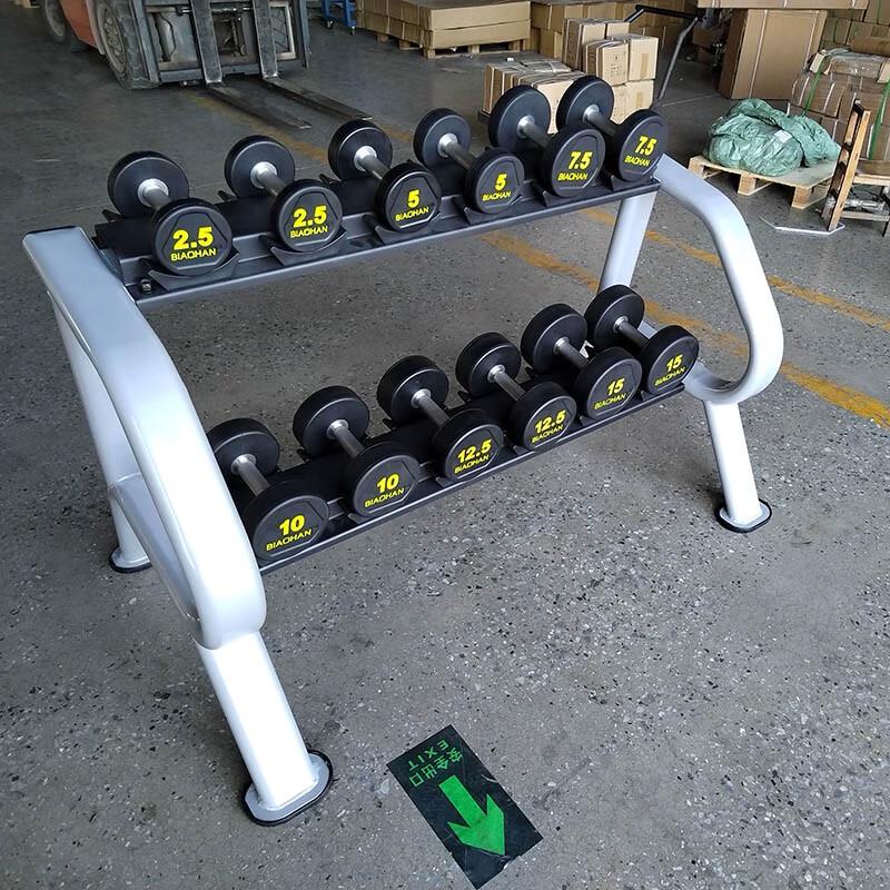 Fixed Rubber Dumbbell Set with Rack