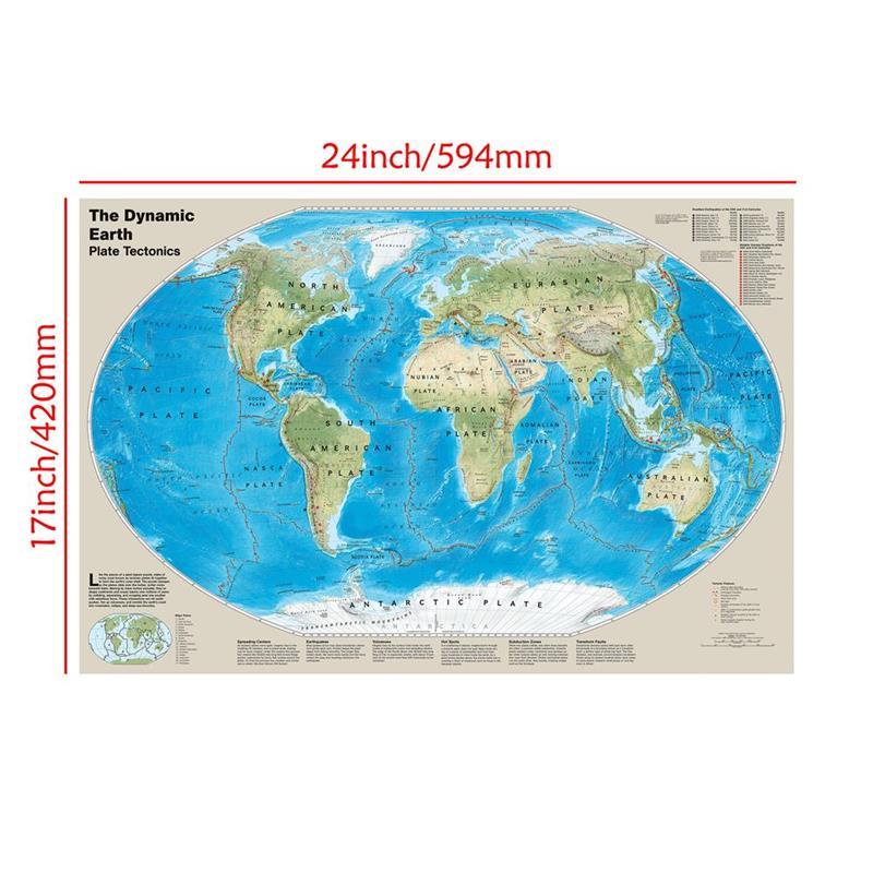 

World Dynamic Plate Tectonics Map Wall Art Poster Painting Unframed Prints and Pictures Home Decor Wall Tapestry A2-59*42cm