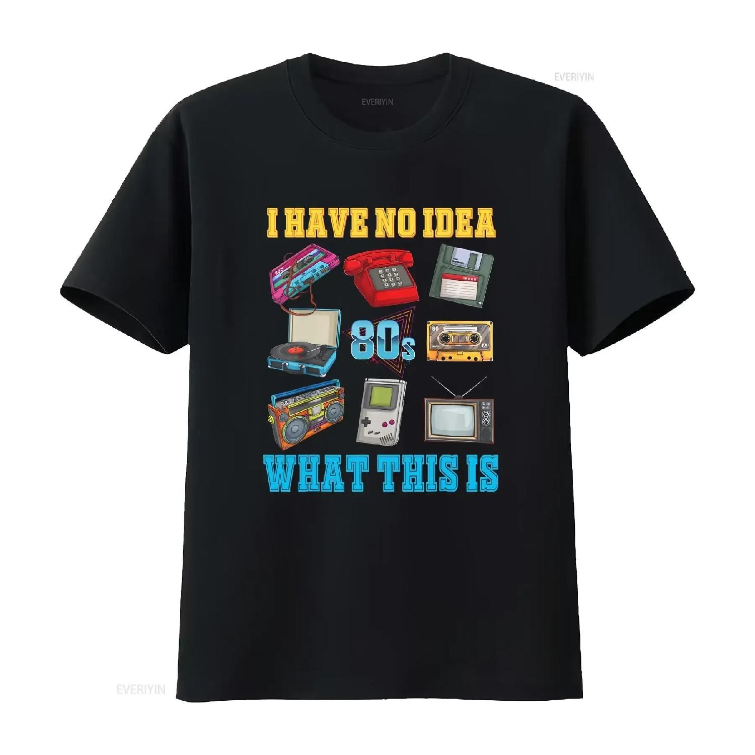 

I Have No Idea What This Is Kids 70s 80s 90s theme outfit T Shirt vintage Washed designer clothes Breathable graphic Casual S чёрный