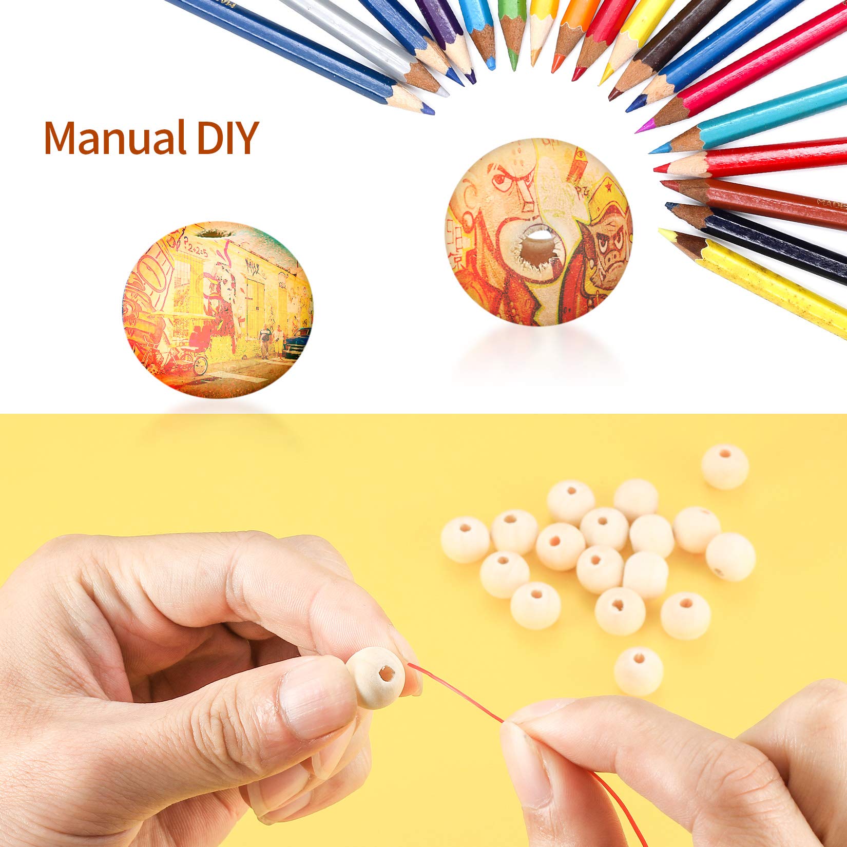 

Набор деревянных бусин, натуральные круглые деревянные бусины с коробкой для хранения «Сделай сам», изготовление украшений, ручная работа, ручная роспись, деревянные декоративные б 8mm