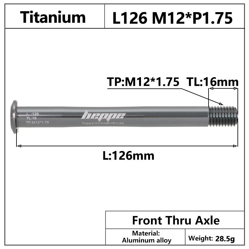 HEPPE MTB Road Bike Titanium Thru Axle Ultra Light Bike Axle 12x142 12x148 Rear Hub Thru Axle Bike Fork 12x100 12x110 Shaft