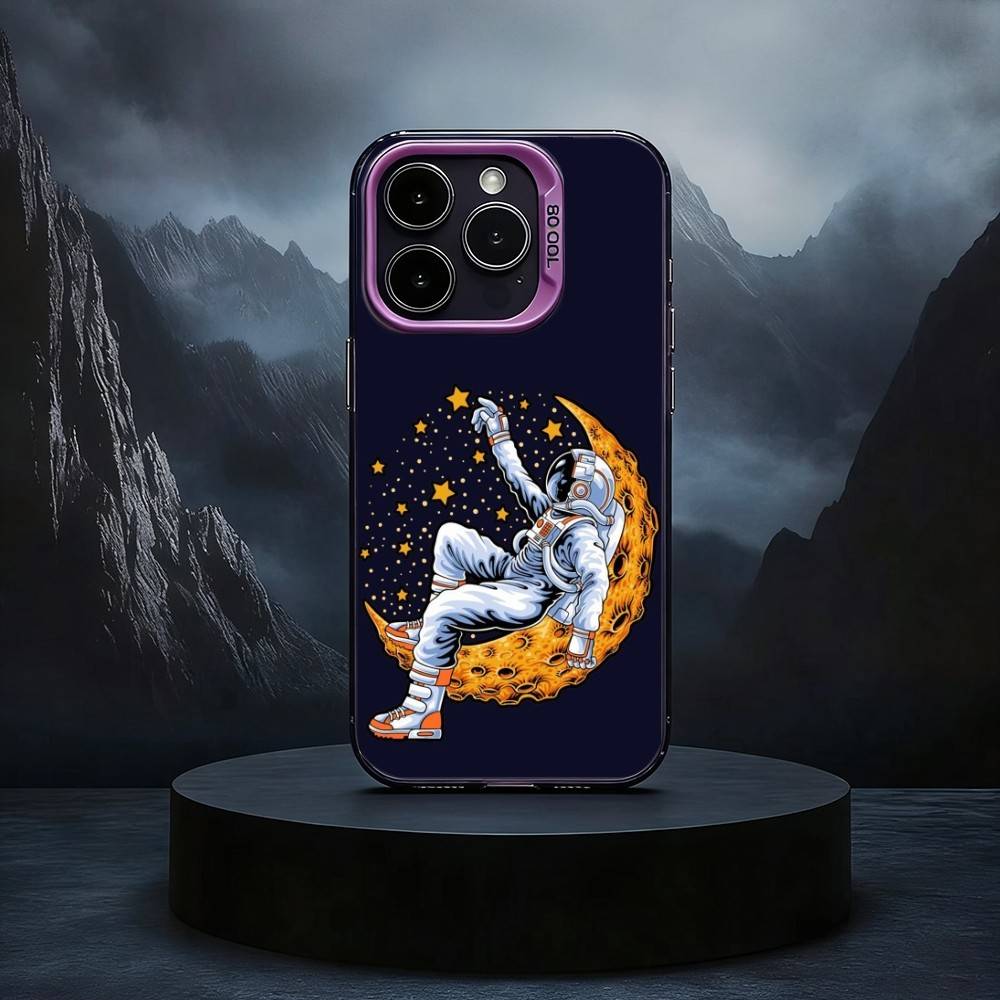 Cartoon Astronaut Cute Phone Case For iPhone17,16,15,14,13,12,11 Plus,Pro Max Black Candy silver phone case iPhone17PRO