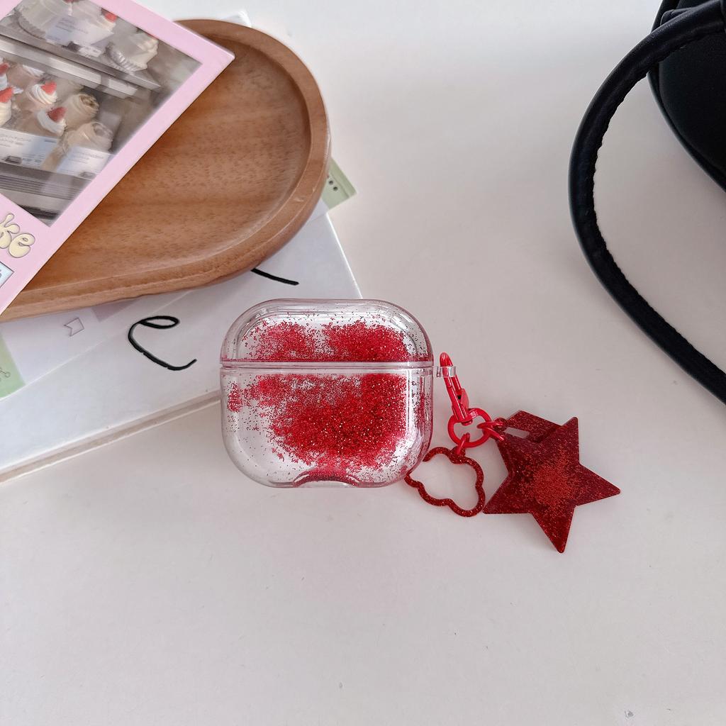 New AirPods Case with Liquid Glitter Sand & Handmade Pendant (Glitter Liquid, 3D Design, Cute Protective Cover)
