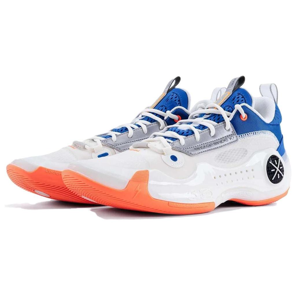 Pantofi de baschet Li Ning WOW 10 TPU cu profil jos pentru bărbați Alb Albastru Roșu ABAS083-39