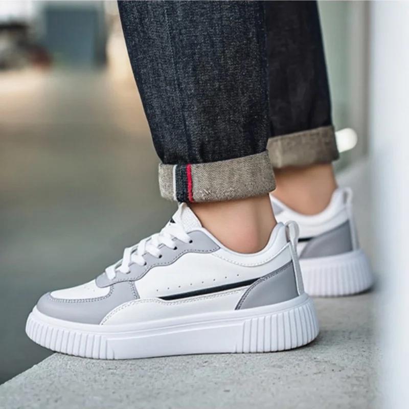 Fashion Fashion Leather Men Casual Shoes Lightweight Running Shoes Platform White Sneakers Outdoor Breathable Sport Shoes Shoes
