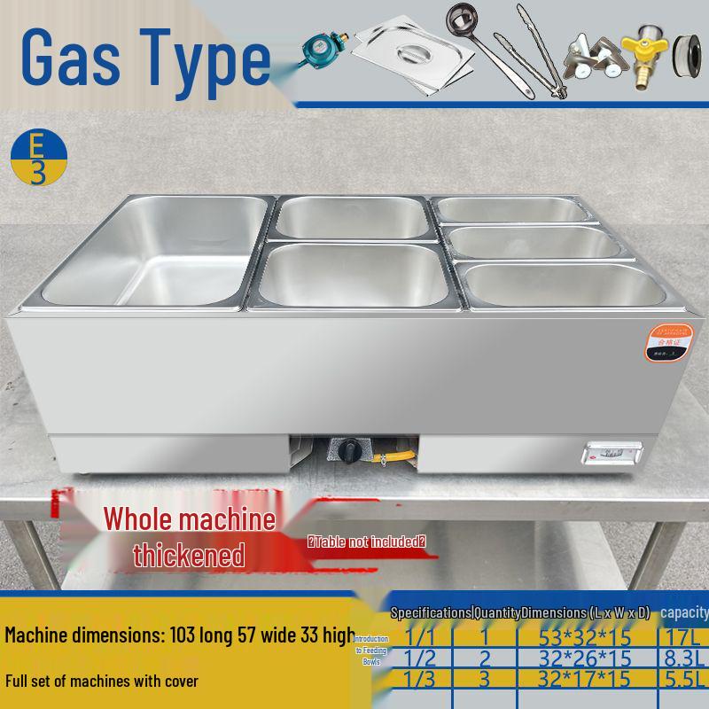 Commercial Gas-Powered Countertop Warming Table with Soup Pot for Fast Food Stalls
