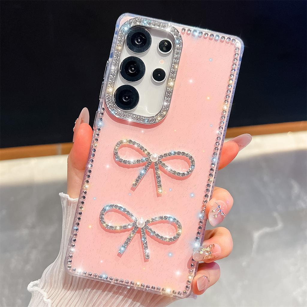 Handmade Sparkly Diamond Bowknot IMD Phone Case, Compatible with Samsung S23 Ultra/S24/S25 & A07/A15/A16/A17/A26/A35/A36/A55/A56