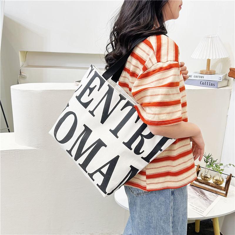 New Canvas Printed Women's Bag Fashionable Versatile Shopping Handbag Tote Bag Large-capacity Student Class Shoulder Bag