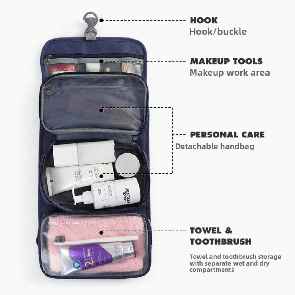 Business trip, toilet bag, cosmetic bag, men's and women's large-capacity folding portable bag, wet and dry separation multifunctional storage bag
