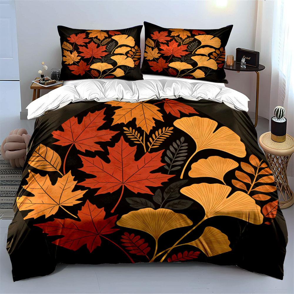 Autumn Leaf Decorative Set Soft Comfortable Duvet Cover Bedding Set Included 1*Duvet Cover & 2*Pillowcases, Gift