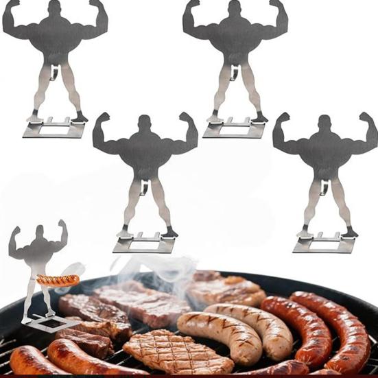 Yousheng Hot Dog Stand Tragbarer Edelstahl Muskelmann Hot Dog Halter zum Grillen von Würstchen Mais BBQ Zubehör Spülmaschinenfest Wiederverwendbar Geschenke