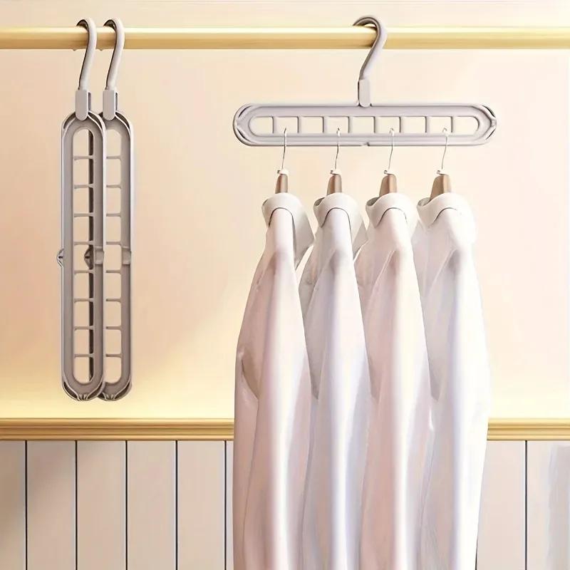 Plastic Multifunctional Hangers Heavy Duty Space Saving 9 Holes Clothes Organizer for Bedroom Cabinet Wardrobe Home Storage Use