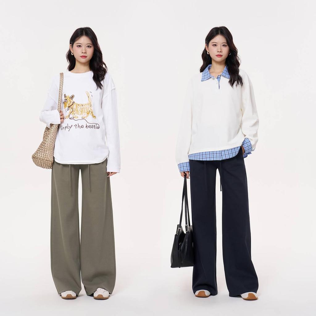 Masanon 2025 Maternity Wide-Leg Drawstring Pants – Comfortable Autumn Wear