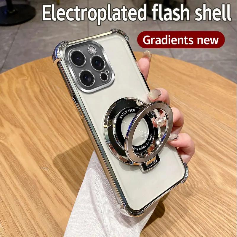 Shockproof Magnetic Bracket for Magsafe Clear Case for Funda vivo Y03 Y02 Y16 Y28 Y18 Y33S Y21S Y76 Y36 With Holder Stand Cover