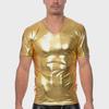 Men's Summer Slim Trendy Short-Sleeve Shiny T-Shirt for Nightclubs