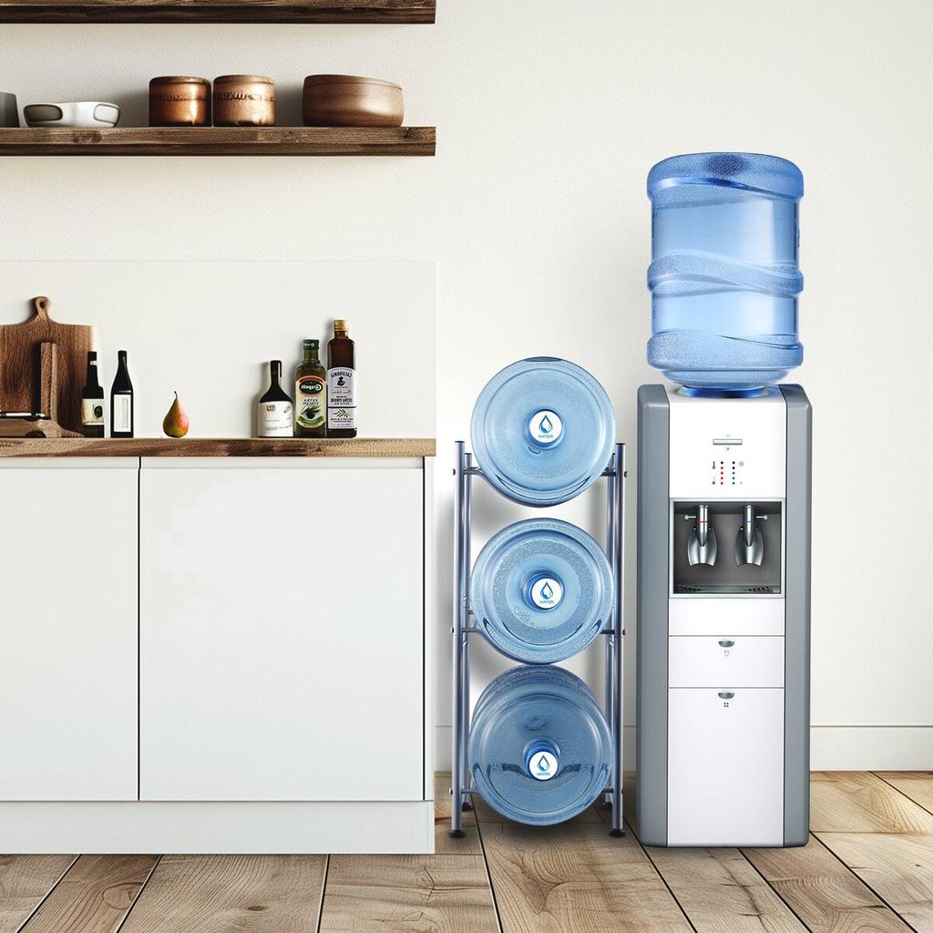 3-stufiger Wasserkanisterhalter Einzelreihen-Wasserflaschenständer für 3 Flaschen Silber