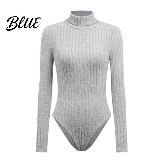 Simple But Elegant Jumpsuit Women's Long Sleeve High Neck Bodysuit Fall Slim Fit Women Solid