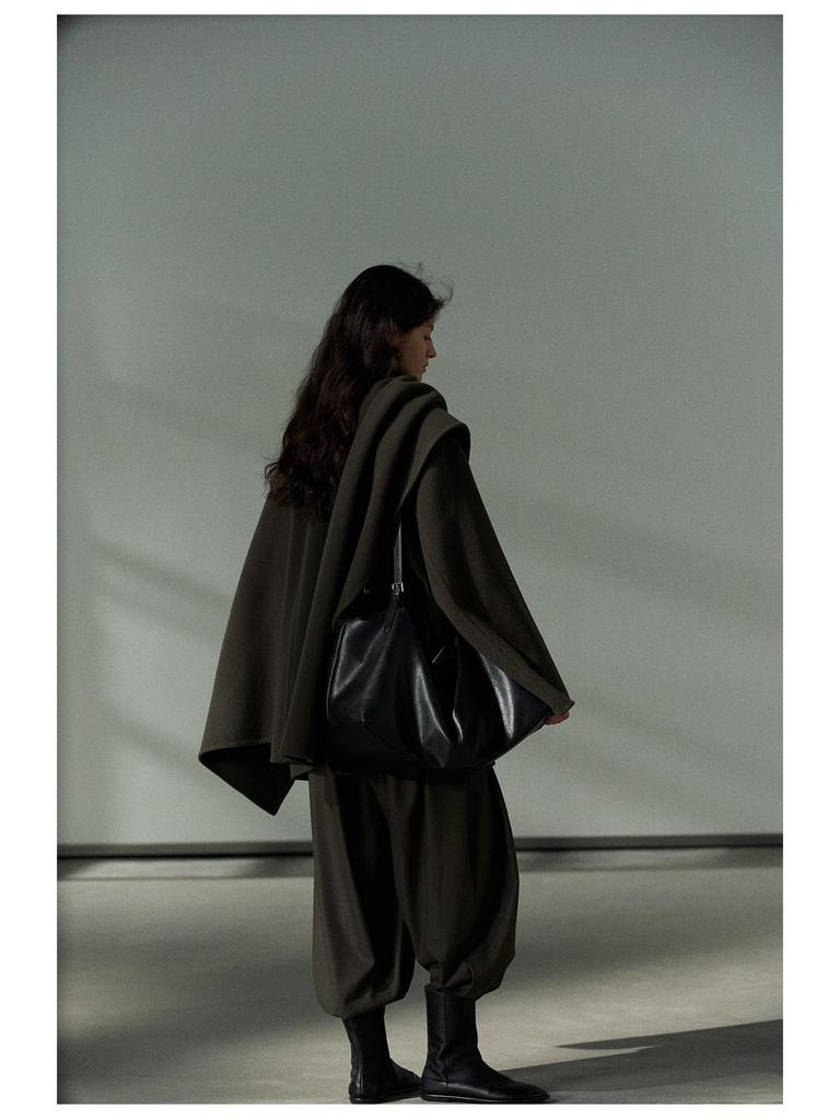 Shi Ji TR Pleated Cocoon Trousers: Autumn Mid-rise, Slimming, Versatile, and Casual Long Pants M7618