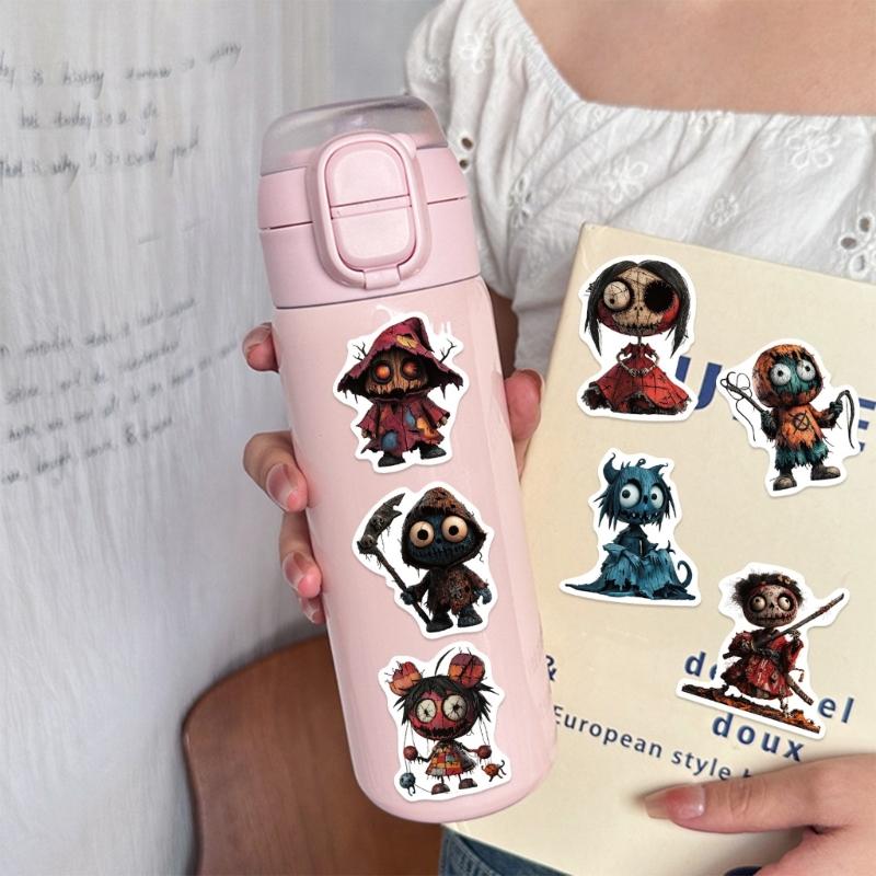 Pack Of 50 Spooky Character Stickers Reusable Adhesive For Device Customization Party Theme Decals