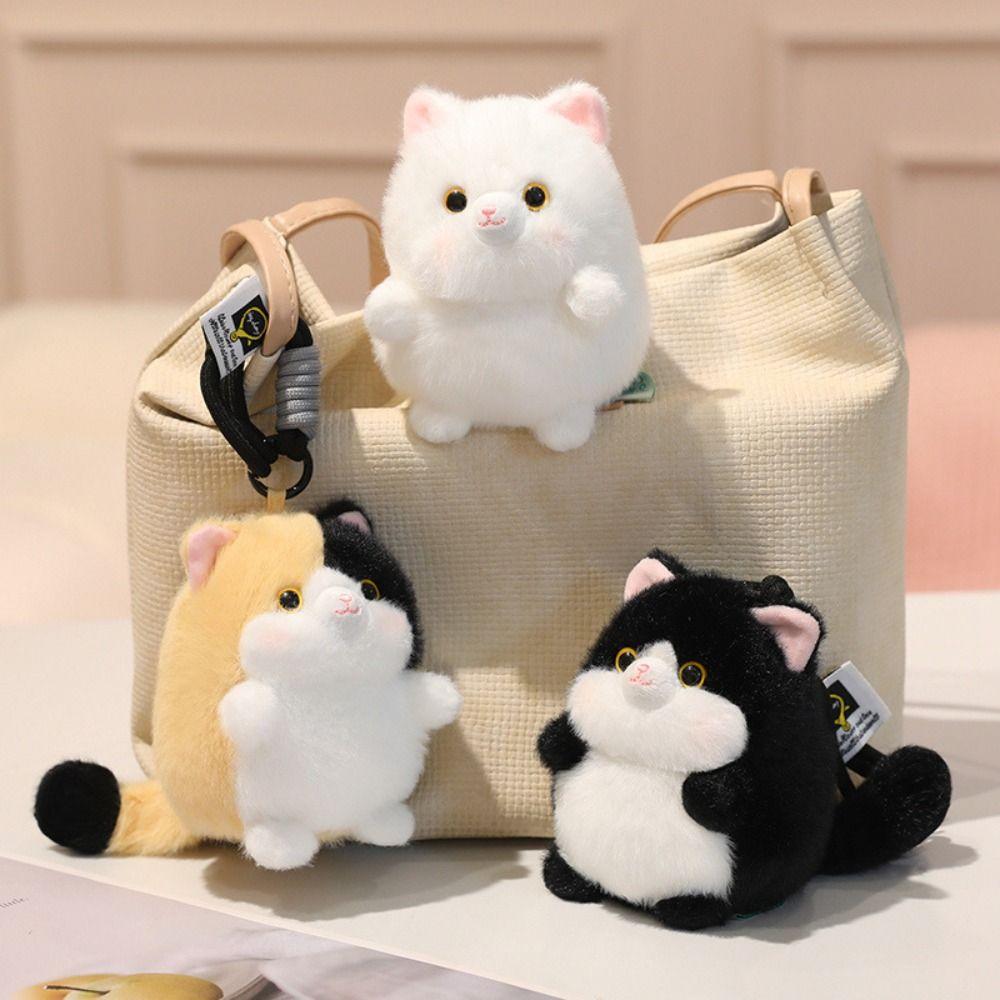 Soft Material Cat Plush Keychain Chubby Design Plush Cat Keychain Cat Plush Pendant Backpack Decor