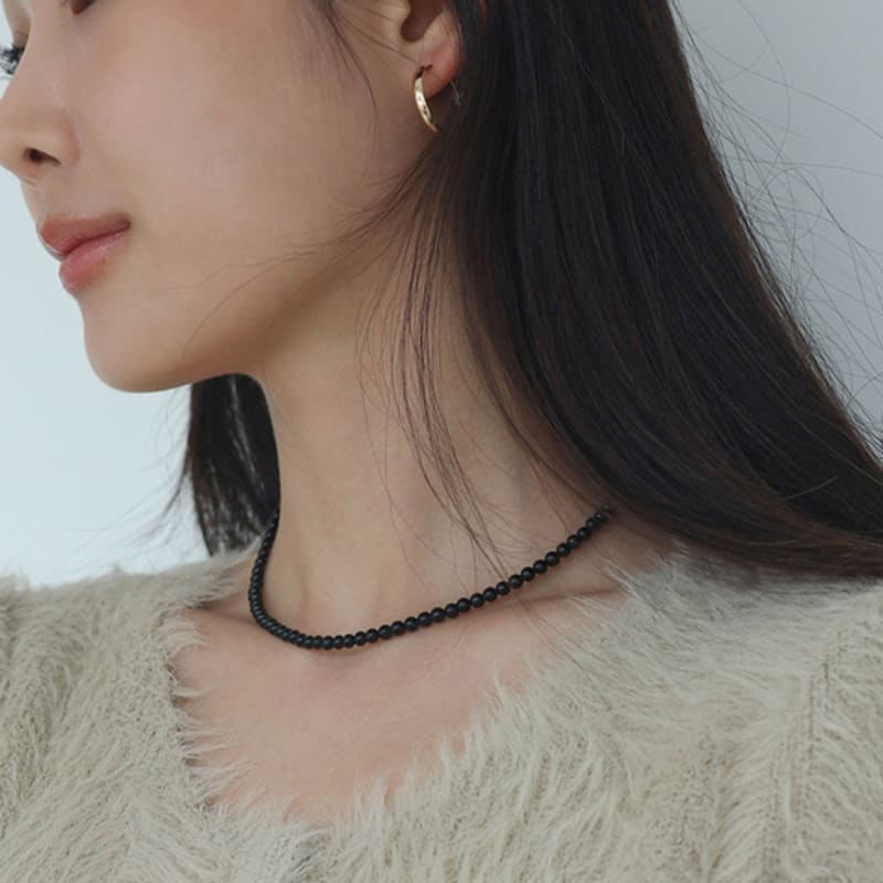 

modernlike silver 925 onyx black necklace 4mm Silver (Silver 925)