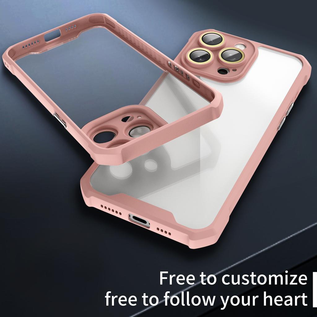 For iPhone 15 Pro Case Clear Acrylic+TPU Shockproof Anti-Scratch Phone Cover with Lens Film