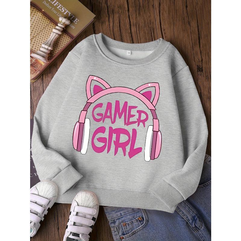 European sizes Kids' Fashion Round Neck Sweatshirt, Casual Printed Top