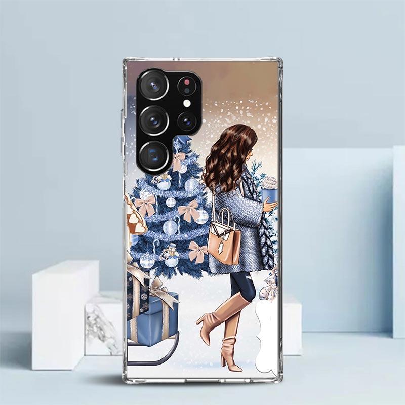 Weihnachts-Mädchen Baum Geschenk Handyhülle Für Samsung Galaxy S24 S25 Edge S26 Ultra S22 S23 Plus S21 + S20 FE Weiche TPU Rückseite Gal