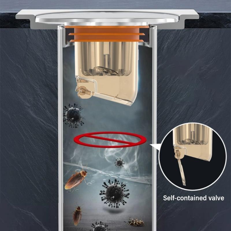 Self-Closing Floor Drain Round Shower Floor Drain Antiodor Drainer Shower Strainer Cover for Bathroom Enduring