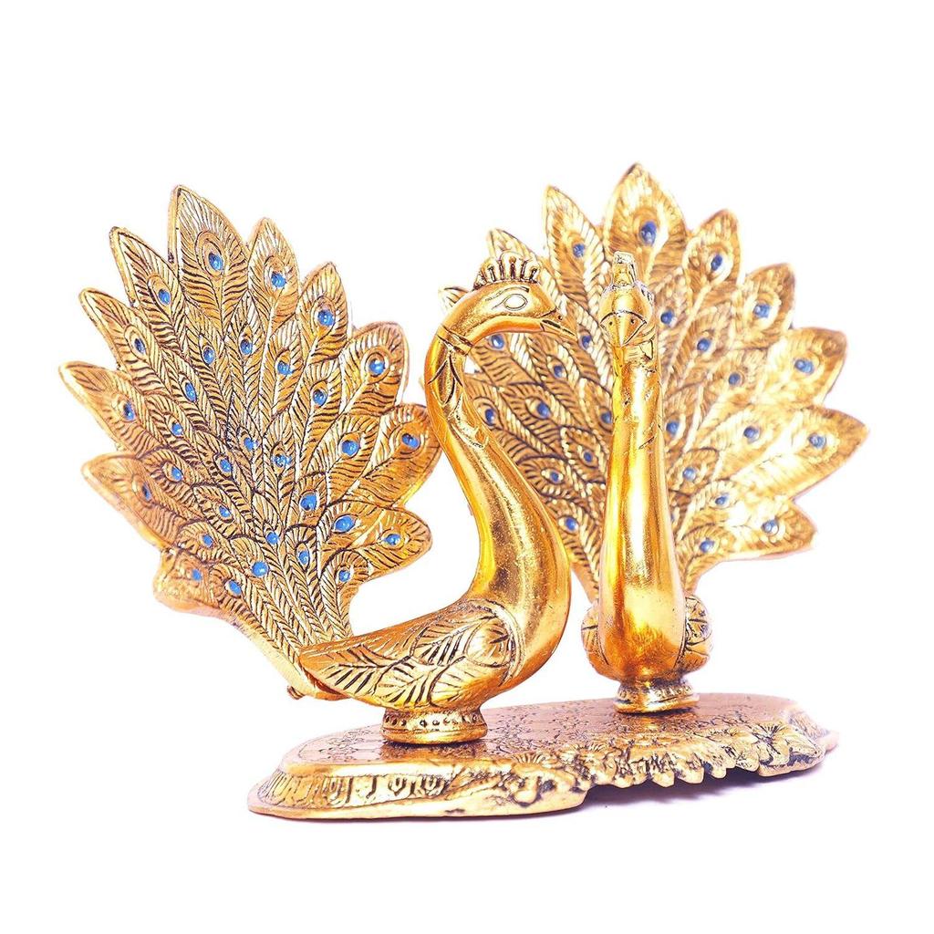 Double Peacock Metal Statue, Lovers Peacock Couple, Animal Showpiece Figurines, Feng Shui As Table Top Figurine for Living Room