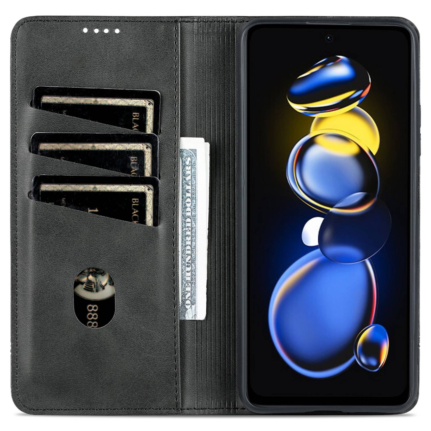 

AZNS Для Xiaomi Redmi Note 11T Pro 5G/Note 11T Pro+ 5G/Poco X4 GT 5G/Redmi K50i 5G Чехол-кошелек с подставкой из ПУ кожи с магнитной застежкой, чехол для телефона Black