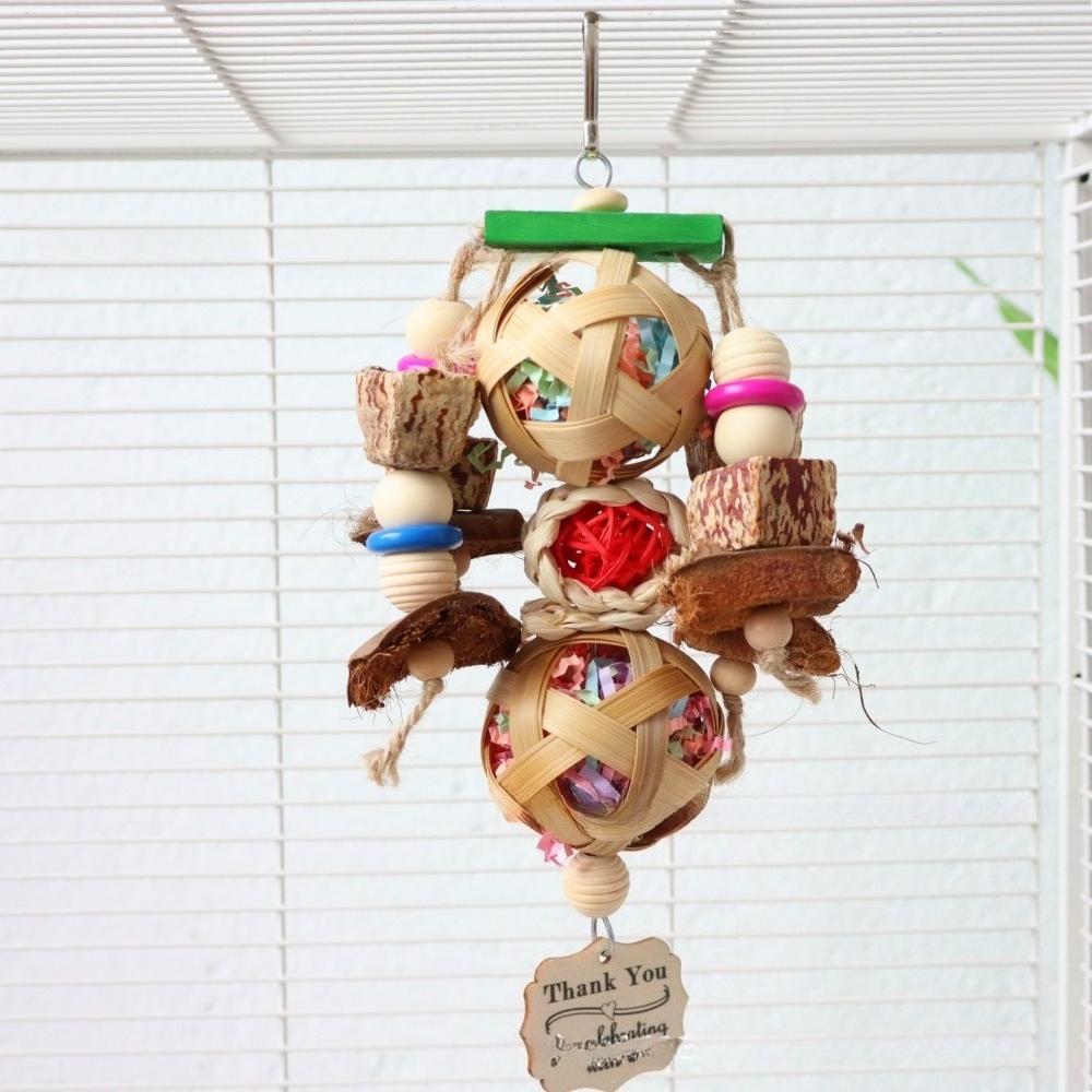 1pc Parrot Toy Papaya Stem Pine Cone Cork Corn Husk Tetrapanax Papyrus Ball Star Fruit Pull-Apart Food for Birds to Chew On, a Holiday Gift