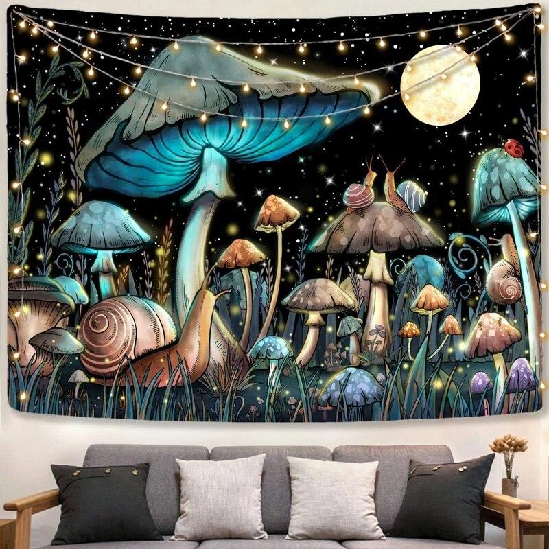 Psychedelic Mushroom Tapestry Divination Psychic Wall Hanging Hippie Bohemian Cute Room Decor Magic Tapestry Art Home Decor