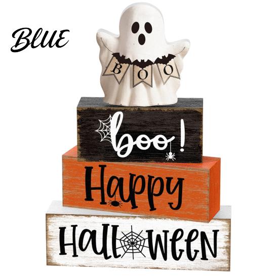 Orange And Black Party Props Halloween Ghost Decoration Wooden Sign Tiered Tray Ornament Farmhouse Rustic Holiday Centerpieces Tabletop Centerpiece
