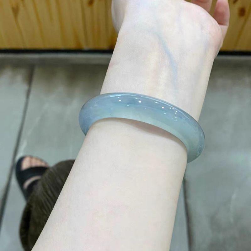 High Ice Variety Curry Blue Jadeite Blue Clear Water Bracelet Women's Agate Bracelet Horse Material Jade Bracelet Quartz Rock Jade Imitation