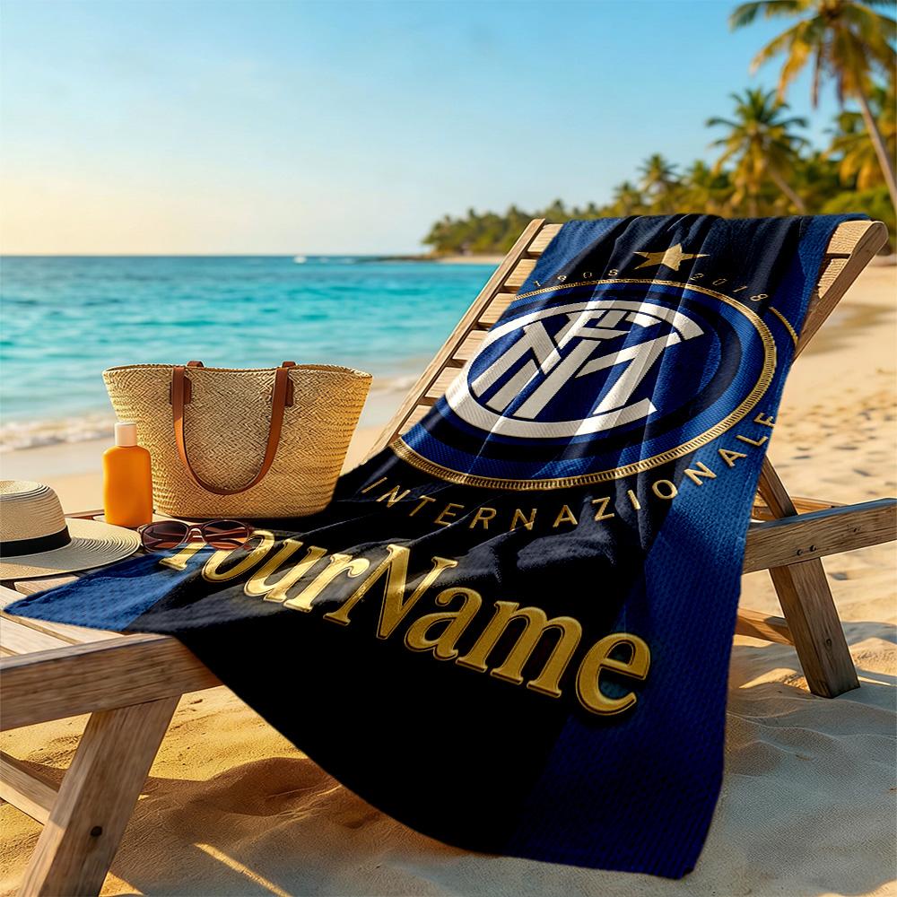 Inter Milan Customizable Name Beach Towel High Absorbency & Quick-Dry