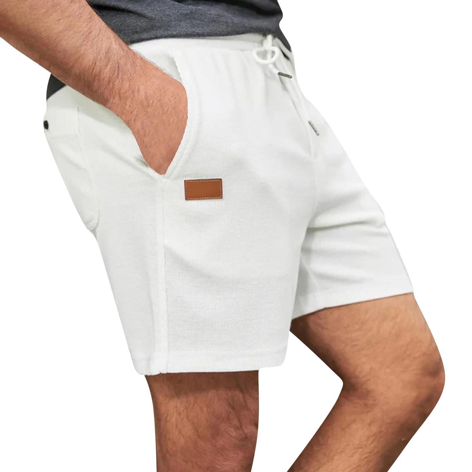 

Мужские однотонные шорты, Мужские спортивные повседневные брюки M белый