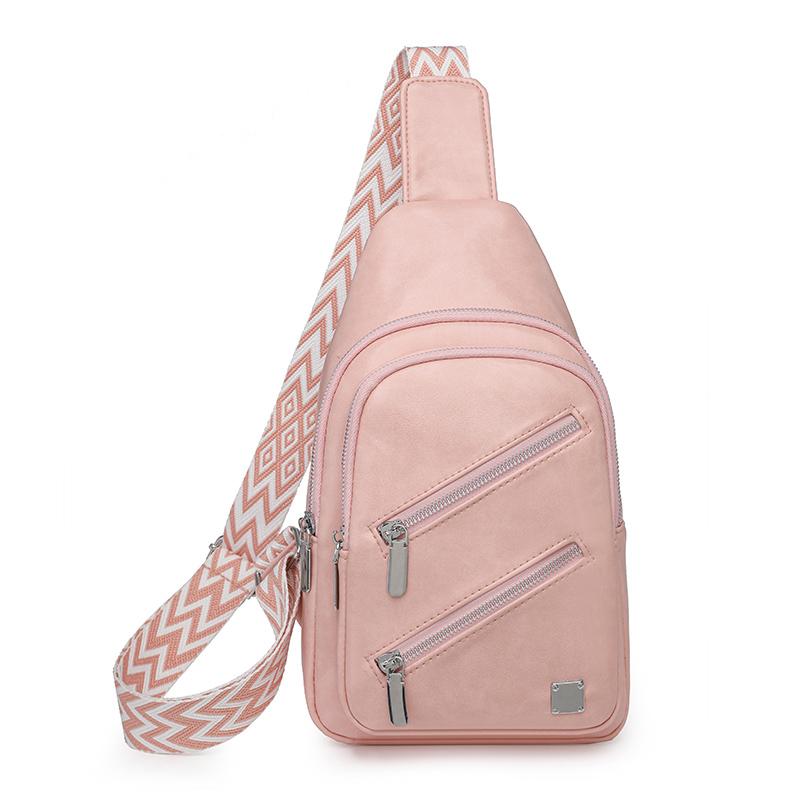 

Винтажная женская нагрудная сумка большой вместимости, мягкая кожа, на плечо, кроссбоди розовый